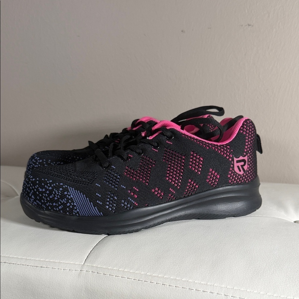 Stylish Black and Pink Women's Sneakers/ steel toe work shoes